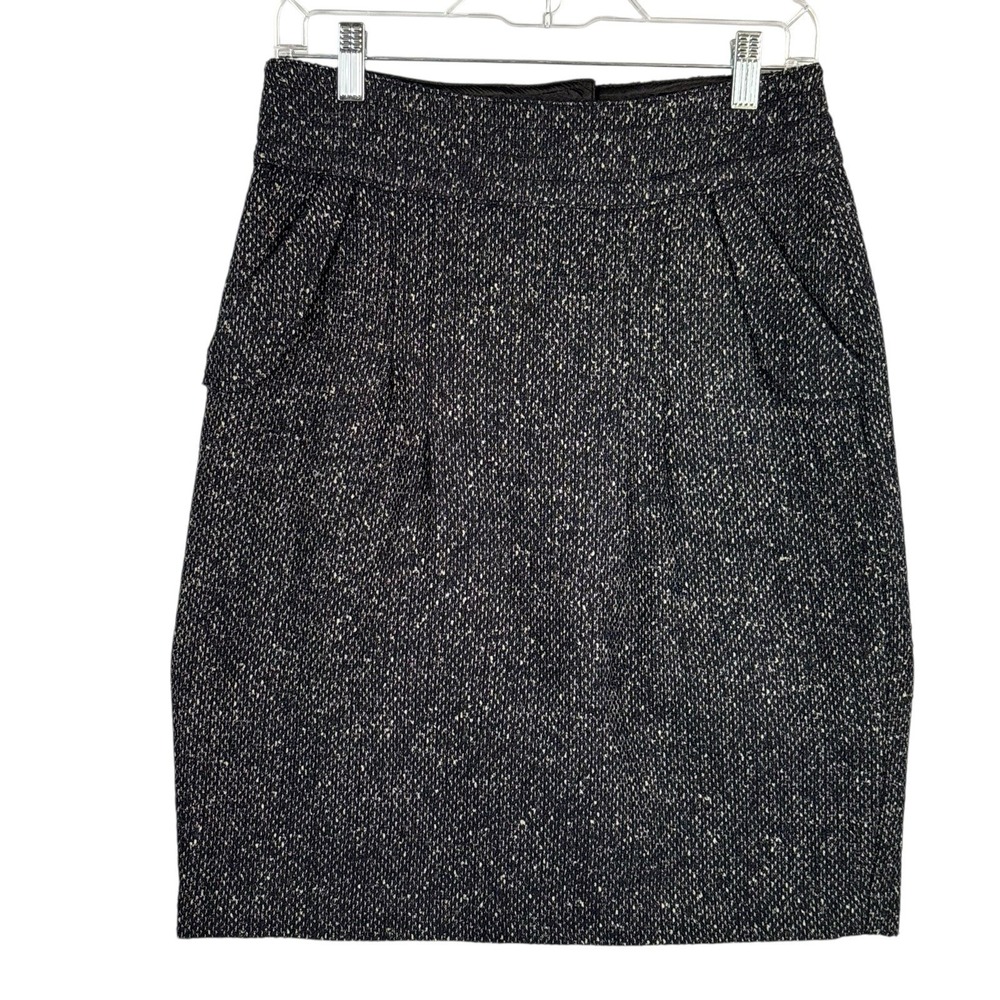 CAbi Black & White Tweed Pencil Skirt
